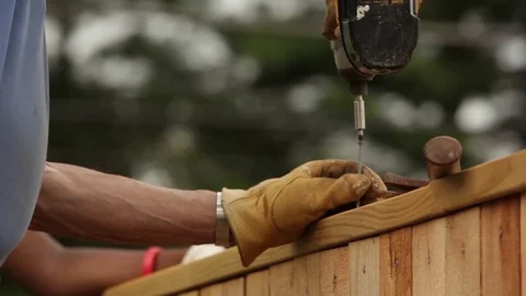 Construction Worker Using Electric Drill Stock Footage 81750069