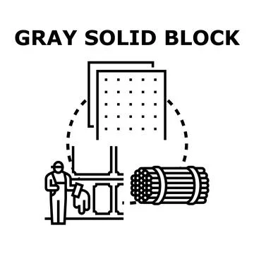 Construction worker using gray solid block materials 库存插图