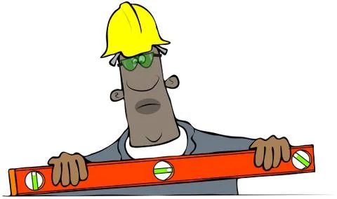 Construction worker using a level Illustrazione stock