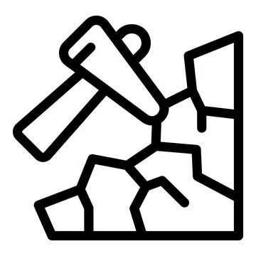 Construction worker using sledgehammer breaking concrete wall demolishing Illustrazione stock