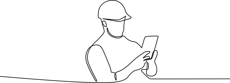 Construction worker using tablet outdoors Vector Stockillustratie