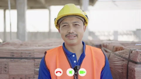 Construction worker video conference. Stock Footage 171328321