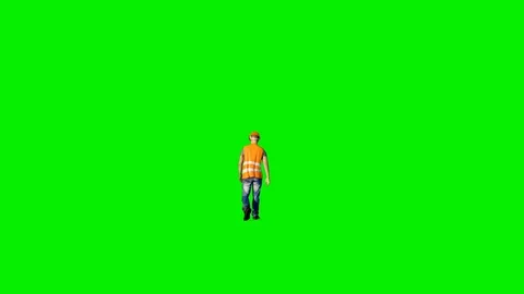 Construction worker walking back view Green Screen Stock Footage 104033818