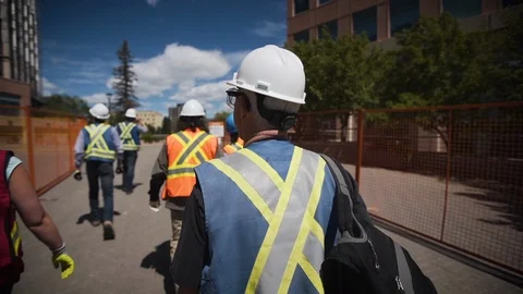 Construction worker walking in slow motion on a site. Stock Footage 102360297
