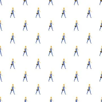 Construction worker walking uniform seamless pattern design Illustrazione stock