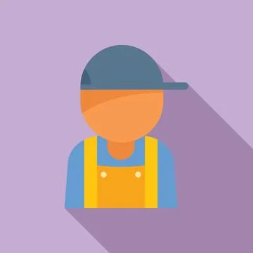 Construction worker wearing blue cap and yellow overalls avatar icon Ilustración de archivo