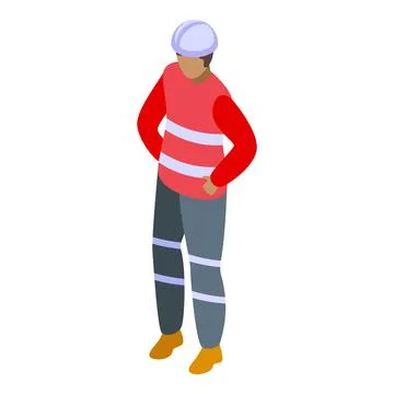 Construction worker wearing hard hat standing with hands on hips Stock Illustration