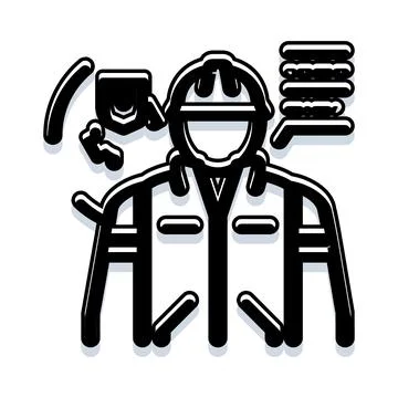 Construction worker wearing hard hat and reflective vest 스톡 일러스트