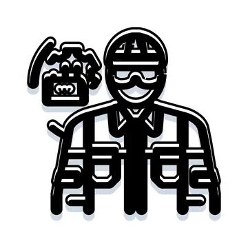 Construction worker wearing hard hat and safety goggles Stock Illustration