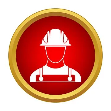 Construction worker wearing hard hat icon avatar Stock Illustration