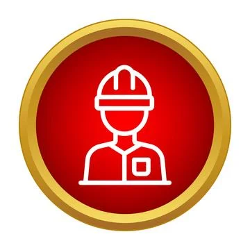 Construction worker wearing a hard hat icon Stock Illustration