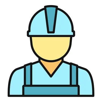 Construction worker wearing hard hat outline avatar icon Illustrazione stock
