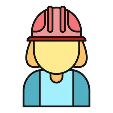 Construction worker wearing hard hat safety gear icon Stock Illustration