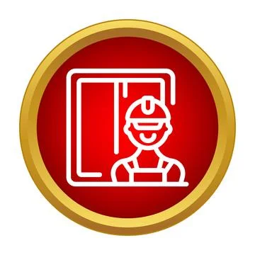 Construction worker wearing hard hat and safety glasses icon Stockillustratie