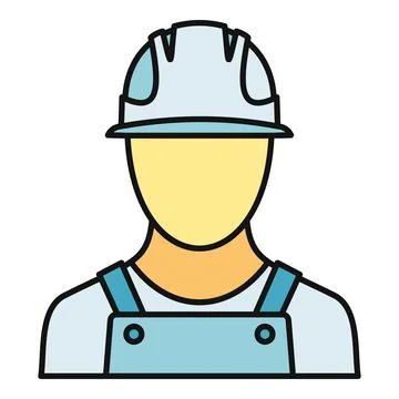 Construction worker wearing hard hat and overalls avatar icon Stock Illustration