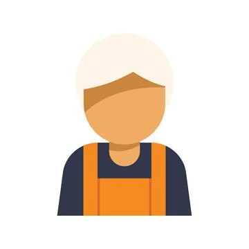 Construction worker wearing orange overalls and white hard hat Stock Illustration