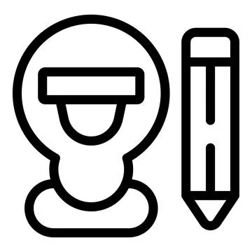 Construction worker wearing protective helmet with pencil representing blueprint Stock Illustration