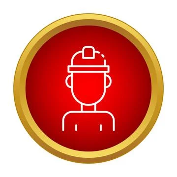 Construction worker wearing a safety hard hat icon Stock Illustration