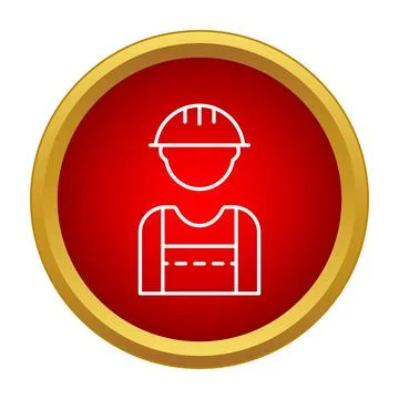 Construction worker wearing safety hard hat icon Stock Illustration
