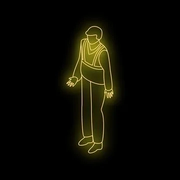 Construction worker wearing safety vest in neon light style Stock Illustration