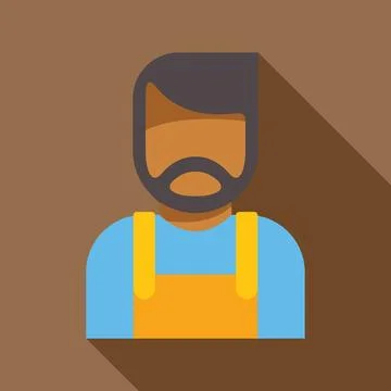 Construction worker wearing yellow overalls and blue shirt with long shadow Stock Illustration