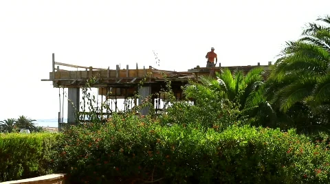 Construction Worker Without Shirt With a Hammer and Helmet Stock Footage 774624