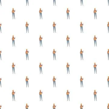 Construction worker woman repeating pattern seamless background Stock Illustration