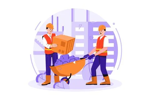 Construction worker working on the construction project Stock Illustration