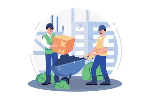 Construction Worker Working On The Construction Project Stock Illustration