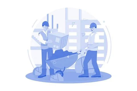 Construction Worker Working On The Construction Project Stock Illustration