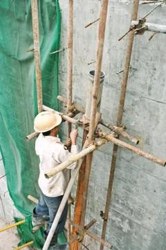 Construction worker working at construction site Stock Photos