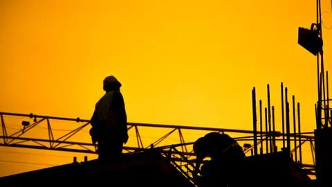 Construction worker working on a construction site,for construction teams to  Foto stock