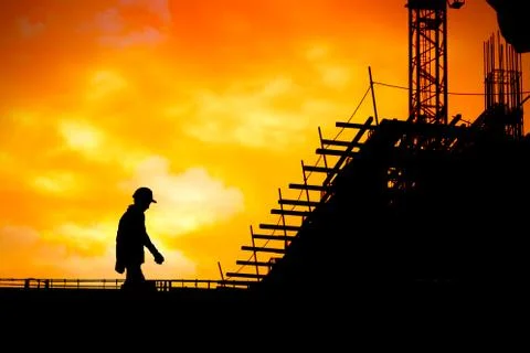 Construction worker working on a construction site,for construction teams to  Foto stock