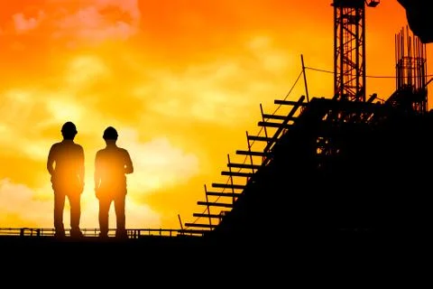 Construction worker working on a construction site,for construction teams to  Foto stock