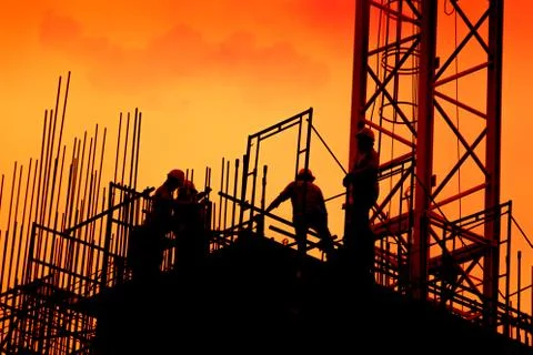 Construction worker working on a construction site,for construction teams to  Foto stock