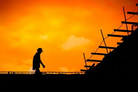 Construction worker working on a construction site,for construction teams to  Foto stock