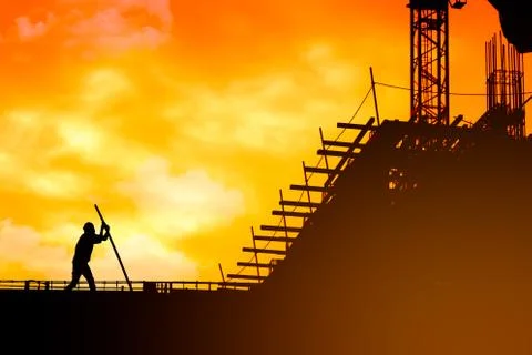 Construction worker working on a construction site,for construction teams to  Foto stock