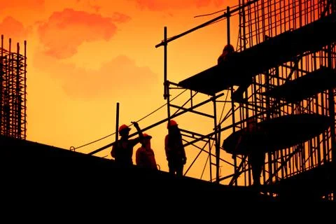 Construction worker working on a construction site,for construction teams to  Foto stock