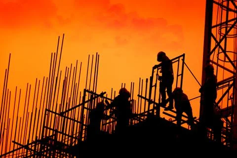 Construction worker working on a construction site,for construction teams to  Foto stock
