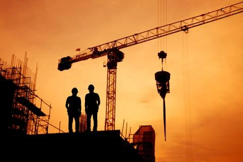 Construction worker working on a construction site,for construction teams to  Foto stock