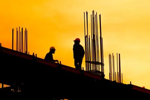 Construction worker working on a construction site,for construction teams to  Foto stock