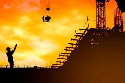 Construction worker working on a construction site,for construction teams to  Foto stock