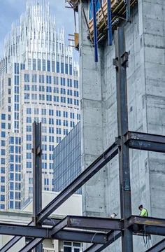 Construction worker working on highrise building construction worker worki... Stock Photos