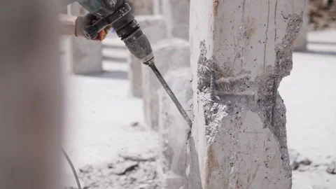 Construction worker working with a jackhammer Stock Footage 155453924