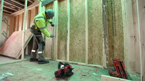 Construction worker working on job site Stock Footage 48771958