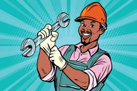 Construction worker with wrench Stock Illustration