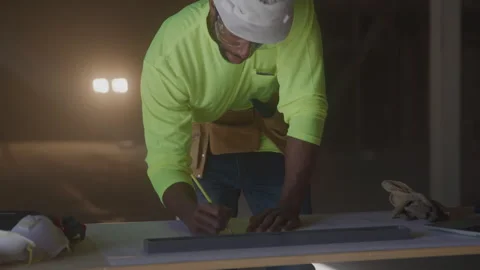 Construction Worker Writes Notes On Job Site Stock Footage 270388487