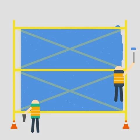 Construction worker on yellow hardhat, surveying construction site progress Видео 344777932