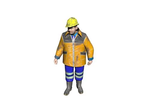 Construction worker with yellow helmet and rain jacket Illustrazione stock