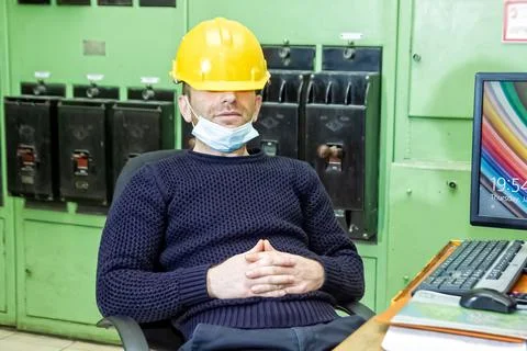 Construction worker with yellow helmet Stock Photos